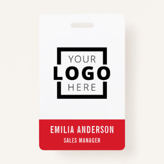 Custom Business Logo Basic Barcode Employee ID Badge