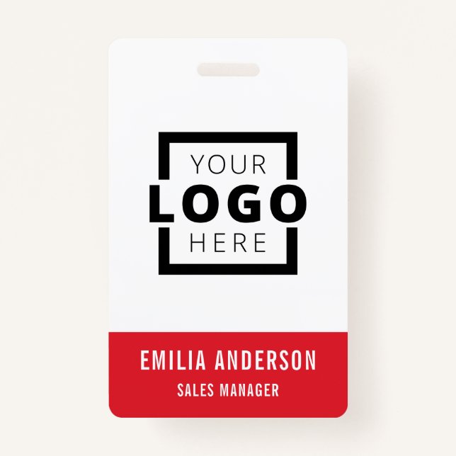 Custom Business Logo Basic Barcode Employee ID Badge (Front)
