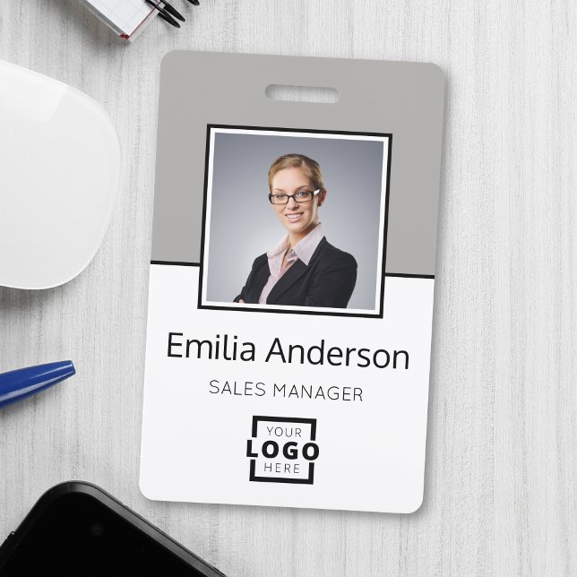 Custom Business Logo Basic Barcode Employee Photo ID Badge (Creator Uploaded)