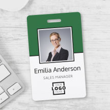 Custom Business Logo Basic Barcode Employee Photo