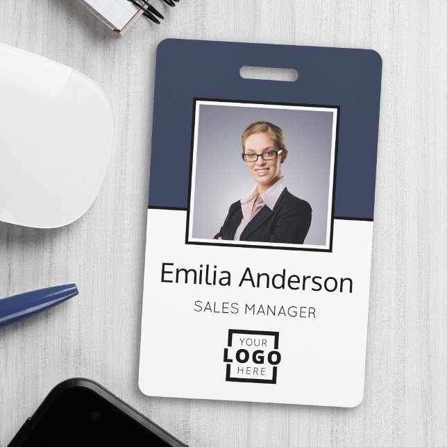 Custom Business Logo Basic Barcode Employee Photo ID Badge (Creator Uploaded)