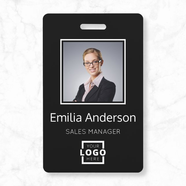 Custom Business Logo Basic Barcode Employee Photo ID Badge (Creator Uploaded)