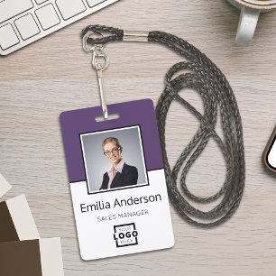 Custom Business Logo Basic Barcode Employee Photo ID Badge