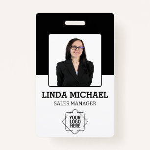 Custom Business Logo Basic Barcode Employee Photo  ID Badge