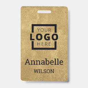 Custom Business Logo Basic Employee Name Gold ID Badge