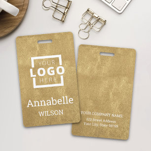 Custom Business Logo Basic Employee Name Gold ID Badge