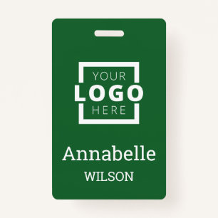 Custom Business Logo Basic Employee Name Green ID Badge