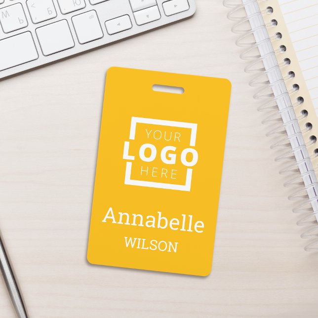 Custom Business Logo Basic Employee Name Yellow ID Badge (Creator Uploaded)
