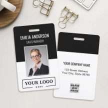 Custom Business Logo Basic Employee Photo Black