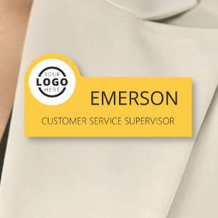 Custom Business Logo Basic Employee Yellow Name Tag