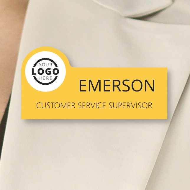Custom Business Logo Basic Employee Yellow Name Tag (Creator Uploaded)