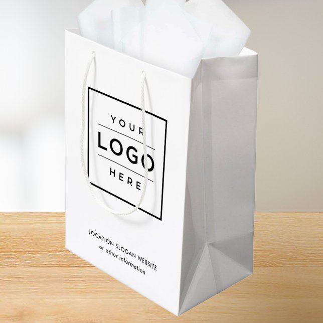 Custom Business Logo Black and White Branded Medium Gift Bag (Creator Uploaded)