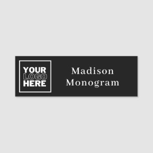 Custom Business Logo Black and White Branded Name Tag