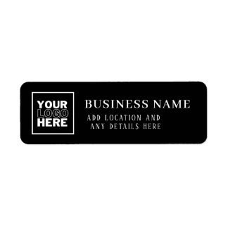 Custom Business Logo Black and White Branded Return Address Label