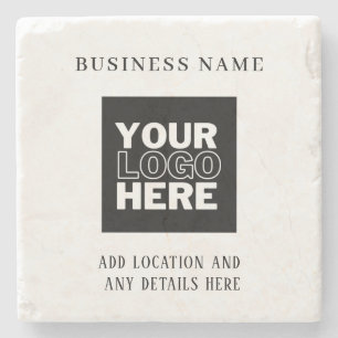 Custom Business Logo Black and White Branded Stone Coaster
