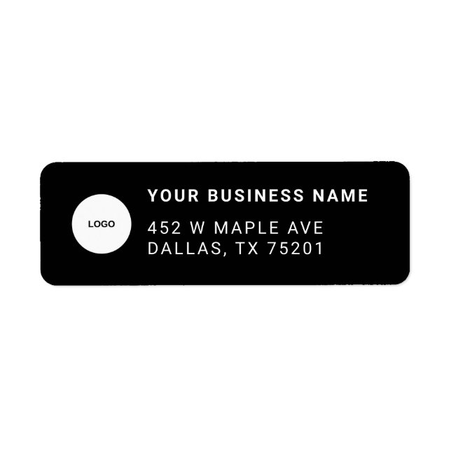 Custom Business Logo Black Company Return Address  Label (Front)