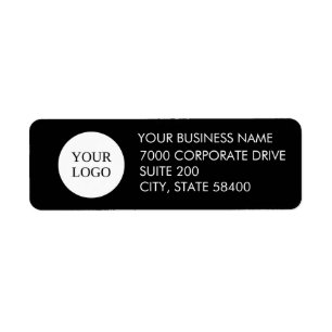 Custom Business Logo Black Company Return Address  Label