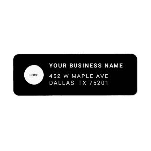 Custom Business Logo Black Company Return Address  Return Address Label