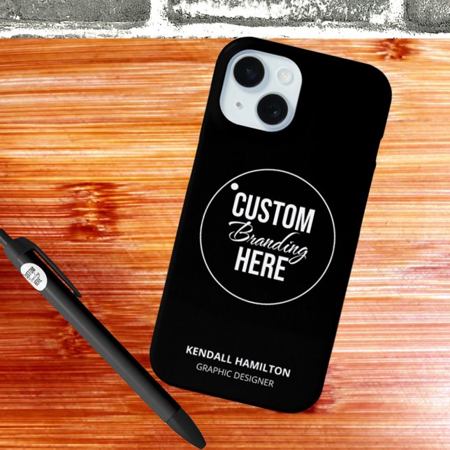 Custom Business Logo Black Modern Professional  Case-Mate iPhone Case (logo black phone case)