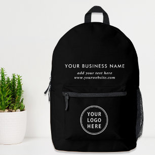 Custom Business Logo Black Printed Backpack
