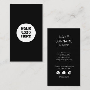 Custom Business Logo Black Professional Modern   Card