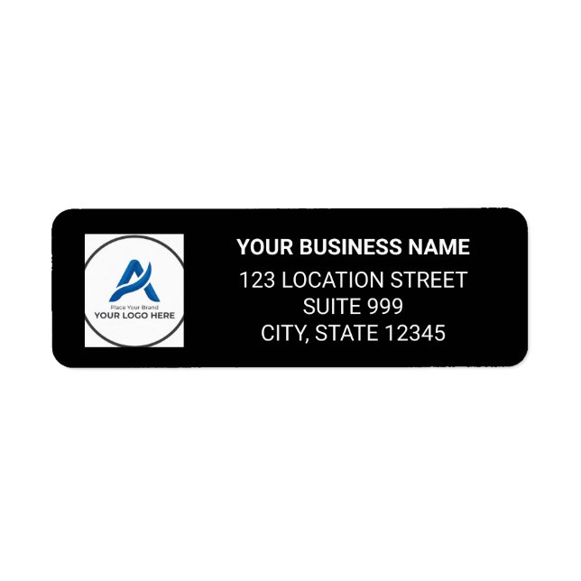 Custom Business Logo Black Return Address Label (Front)