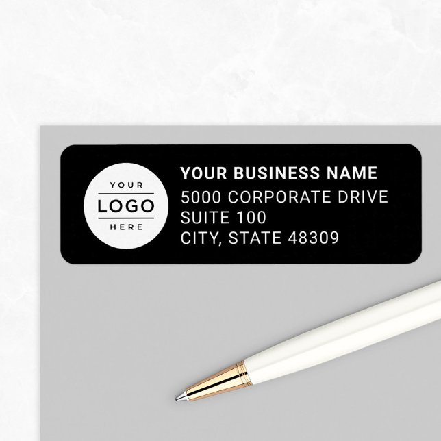 Custom Business Logo Black Return Address Label (Creator Uploaded)
