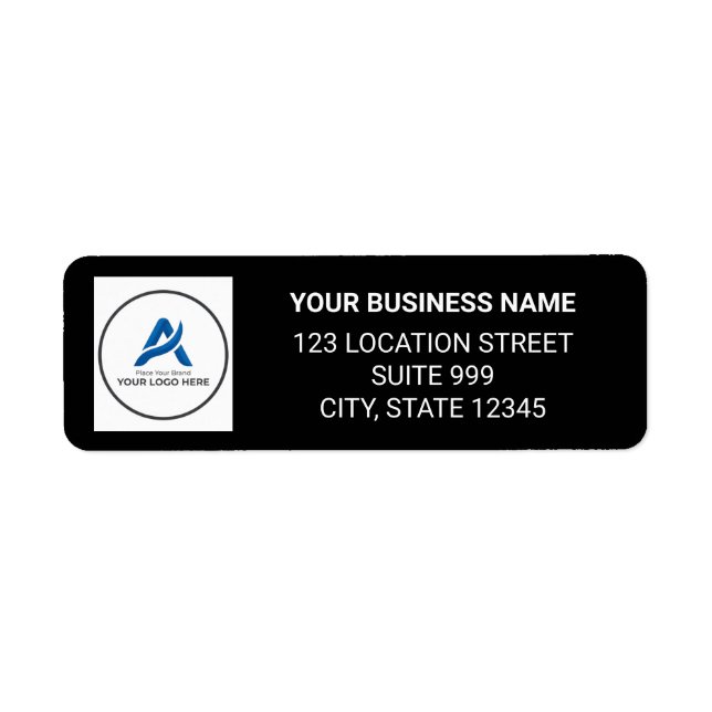 Custom Business Logo Black Return Address Label (Front)