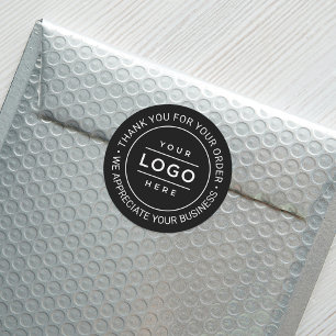 Custom Business Logo Black Thank You Order Classic Round Sticker