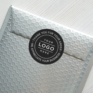 Custom Business Logo Black Thank You Order Classic Round Sticker