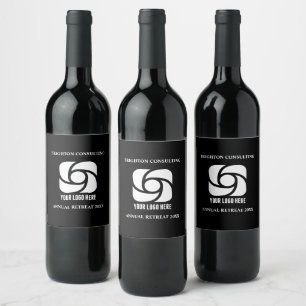 Custom Business Logo Black White Company Marketing Wine Label