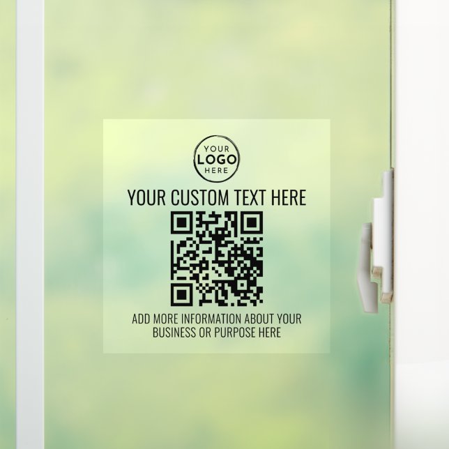 Custom Business Logo Black White QR Code (Custom Business Logo Black White QR Code Window Cling)