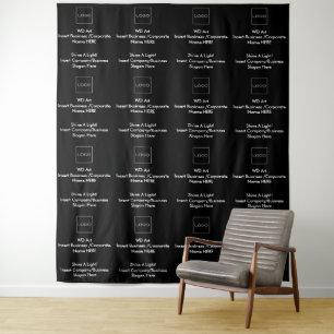 Custom Business Logo Black, White Simple Pattern Tapestry