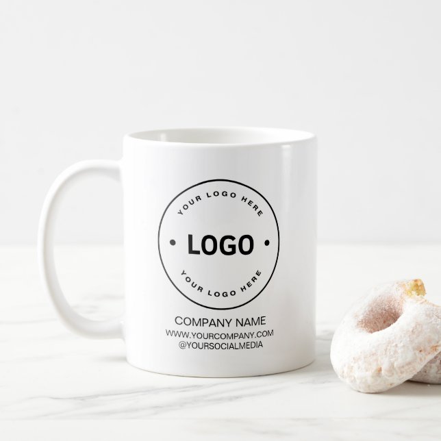 Custom Business Logo Branded Coffee Mug (With Donut)