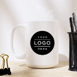Custom Business Logo Branded Coffee Mug<br><div class="desc">Custom two-sided branded coffee mug features your professional business logo design that can be personalised. Simply add your company logo to the black round placeholder image space.</div>