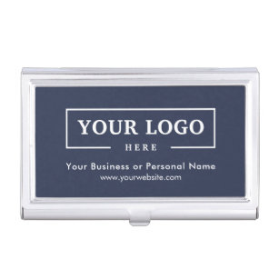 Custom Business Logo Branded Corporate Blue Business Card Holder