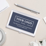 Custom Business Logo Branded Corporate Blue Business Card Holder<br><div class="desc">Create your personalised professional business card holder with your own company logo and custom text. Custom branded business card holders are great practical corporate gifts for executives and employees,  and they add a professional touch and promotional value to presenting your cards to customers. No minimum order quantity.</div>