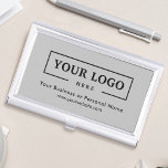 Custom Business Logo Branded Corporate Grey Business Card Holder<br><div class="desc">Create your personalised professional business card holder with your own company logo and custom text. Custom branded business card holders are great practical corporate gifts for executives and employees,  and they add a professional touch and promotional value to presenting your cards to customers. No minimum order quantity.</div>