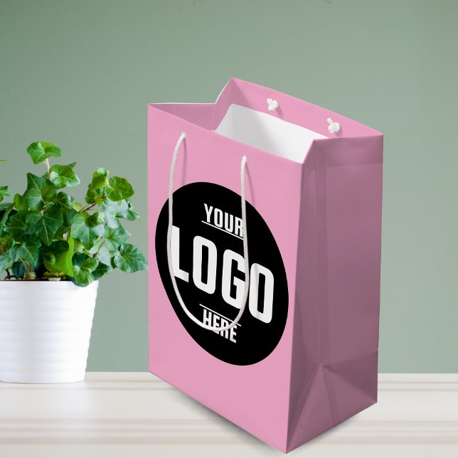 Custom Business Logo Branded – Pink  Medium Gift Bag (Custom Business Logo Branded – Pink Medium Gift Bag)