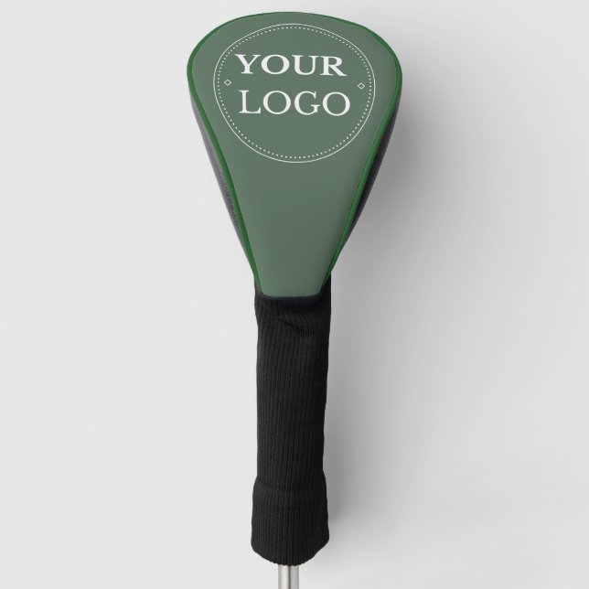 Custom Business Logo Branded Sage Green Golf Head Cover (Front)