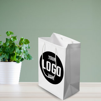 Custom Business Logo Branded – White Medium Gift Bag