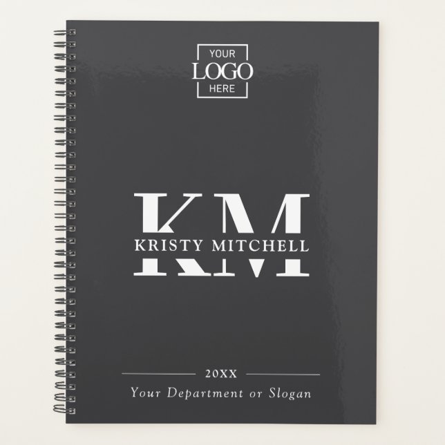 Custom Business Logo & Branding Monogram Initials Planner (Front)