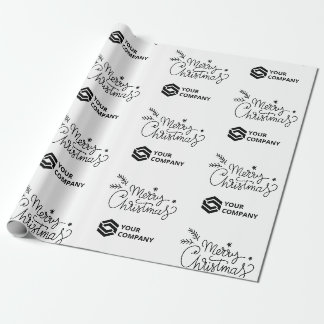 Custom Business Logo Christmas White Elegant Wrapping Paper