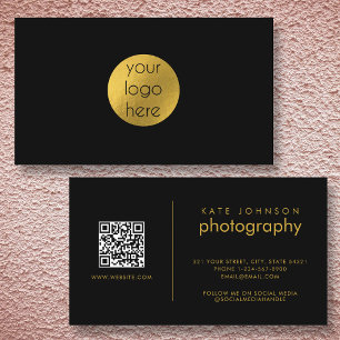 Custom Business Logo Circle Black Gold Modern Card