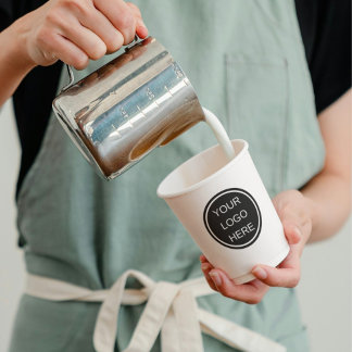 Custom Business Logo Clean Black & White Expresso Paper Cups