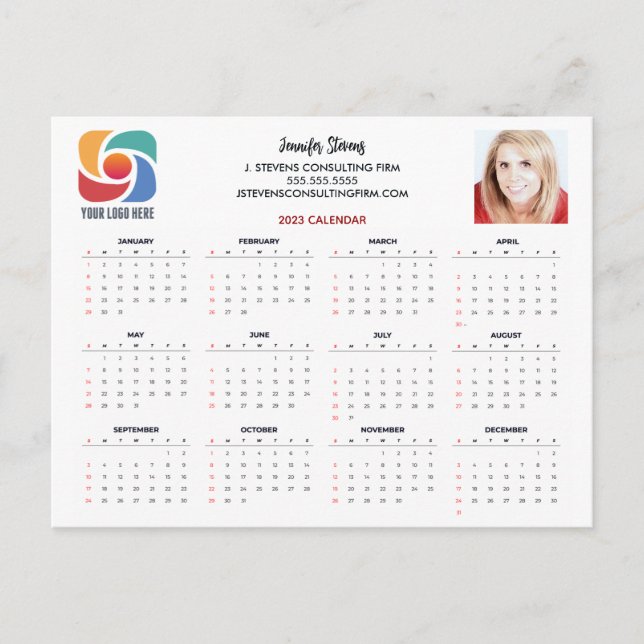 Custom Business Logo Company 2023 Calendar Postcard (Front)
