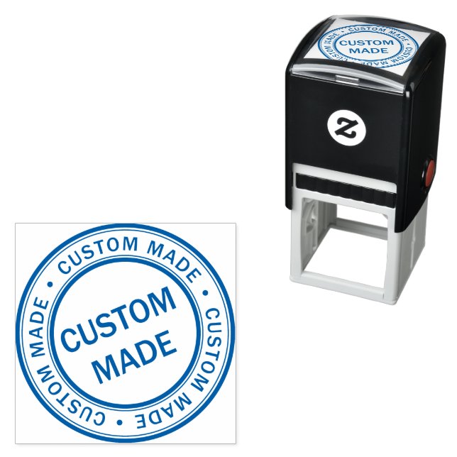 Custom Business Logo Company Blue Self-inking Stamp (In Situ)