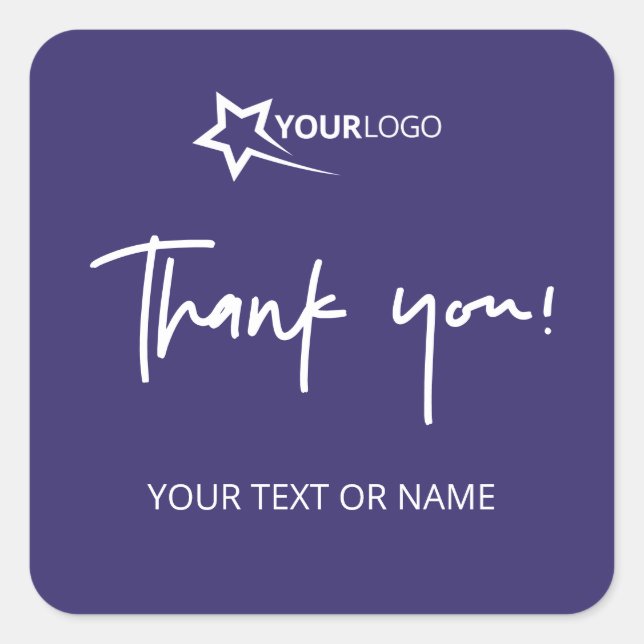 Custom Business Logo Company Branded Thank You  Square Sticker (Front)