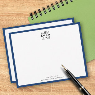 Custom Business Logo Company Contact Blue Border Card