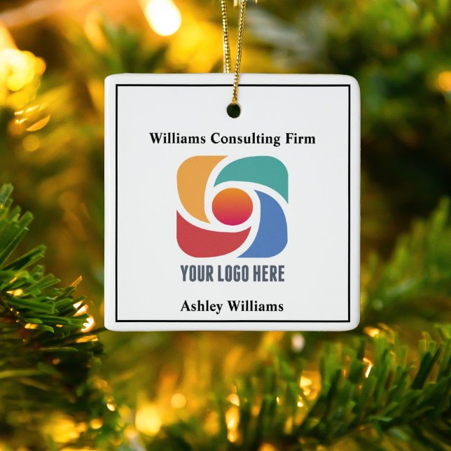 Custom Business Logo Company Keepsake Christmas Ceramic Ornament (Creator Uploaded)